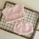 Newborn Knitted Romper for Girl with Headband and Knit Booties, Newborn Girl Coming Home Outfit, Newborn Knitted Outfit, Newborn Photo Props