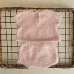 Newborn Knitted Romper for Girl with Headband and Knit Booties, Newborn Girl Coming Home Outfit, Newborn Knitted Outfit, Newborn Photo Props