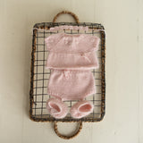 Newborn Knitted Romper for Girl with Headband and Knit Booties, Newborn Girl Coming Home Outfit, Newborn Knitted Outfit, Newborn Photo Props