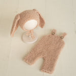 Boucle Knitted Bunny Toy with Bunny Outfit for Newborn Photography Props, Newborn Rabbit Outfit, Newborn Knitted Outfit, Newborn Bunny Ears