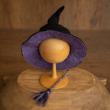 Newborn Witch Hat Felted Photo Prop, Newborn Wizard Outfit, Newborn Halloween Costume, Newborn Witch Outfit Girl, Newborn Photography Prop