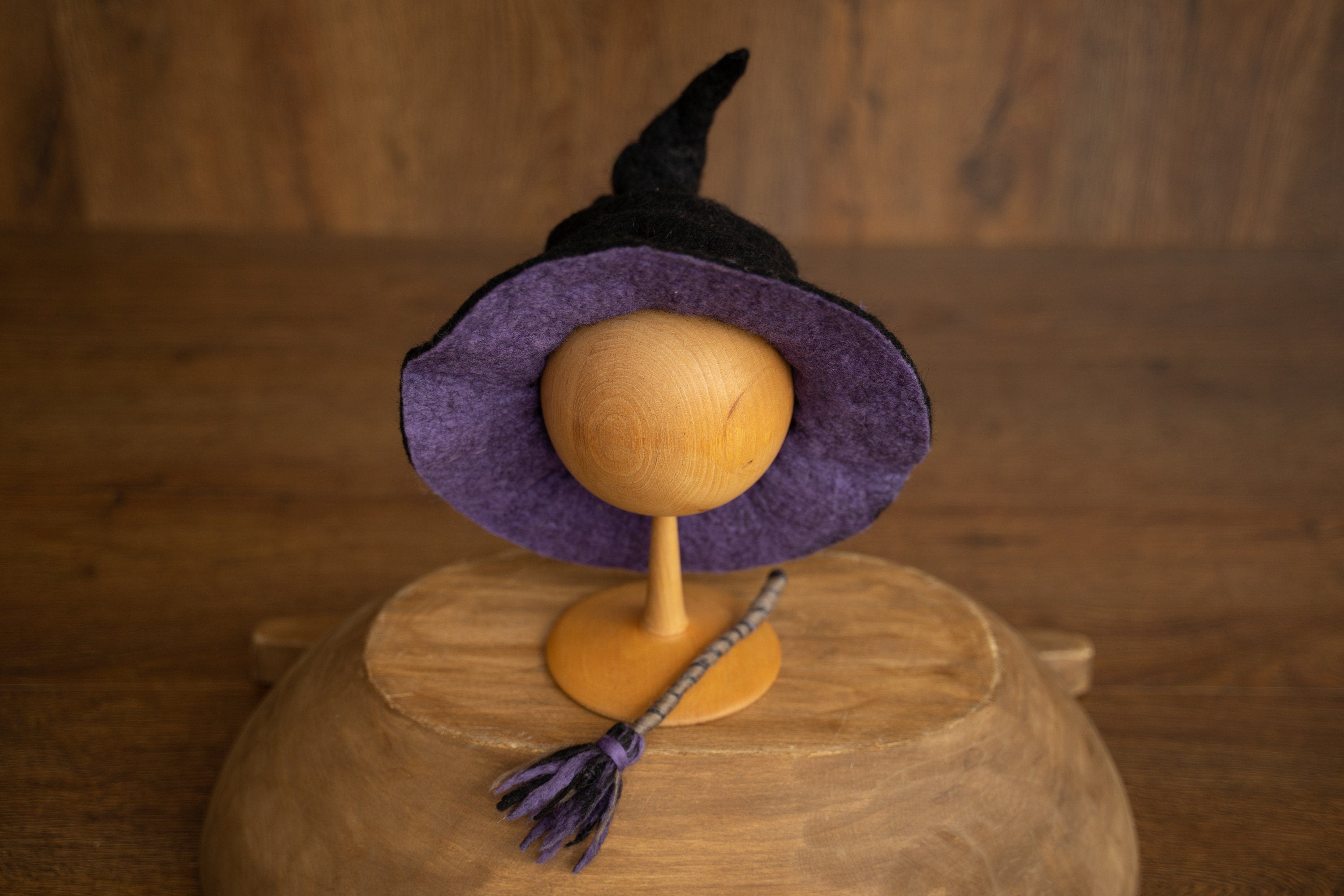 Newborn Witch Hat Felted Photo Prop, Newborn Wizard Outfit, Newborn Halloween Costume, Newborn Witch Outfit Girl, Newborn Photography Prop