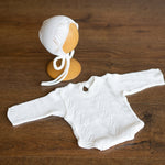 Natural Newborn Crochet Romper and Bonnet Set, Newborn Knitted Outfit, Newborn Photography props set, Crochet Coming Home Outfit for Girl