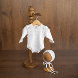 Natural Newborn Crochet Romper and Bonnet Set, Newborn Knitted Outfit, Newborn Photography props set, Crochet Coming Home Outfit for Girl