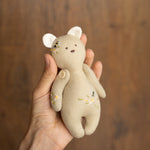 Newborn Linen Stuffed Animal Toys Bear and Bunny Dolls, Hand Embroidered Neutral Unisex Timeless Newborn Teddy Bear Toy, Newborn Bunny Props