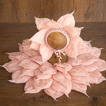 Baby Flower Felt Hat, Flower Newborn Merino Wool Felted Rug Set with Felted Hat for Girl, Newborn Photography props,Newborn Felted Props Set