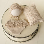 Crochet Newborn Outfit Girl Photography Props Set, Newborn Knitted Blanket, Newborn Posing Pillow, Newborn Crochet Layer,Baby Crochet Pillow