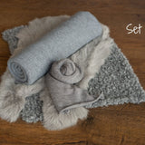 Gray Newborn Photography Props, Newborn Knitted Blanket, Newborn Posing Fabric BeanBag Backdrop, Newborn Fabric Backdrop, Newborn Knit Wrap