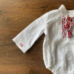 Newborn Ukrainian Vyshyvanka Dress, Newborn Linen Romper, Baby Embroidered Boho Romper, Newborn Coming Home outfit, Linen Baptism Romper