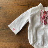 Newborn Ukrainian Vyshyvanka Dress, Newborn Linen Romper, Baby Embroidered Boho Romper, Newborn Coming Home outfit, Linen Baptism Romper