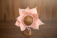 Baby Flower Felt Hat, Flower Newborn Merino Wool Felted Rug Set with Felted Hat for Girl, Newborn Photography props,Newborn Felted Props Set