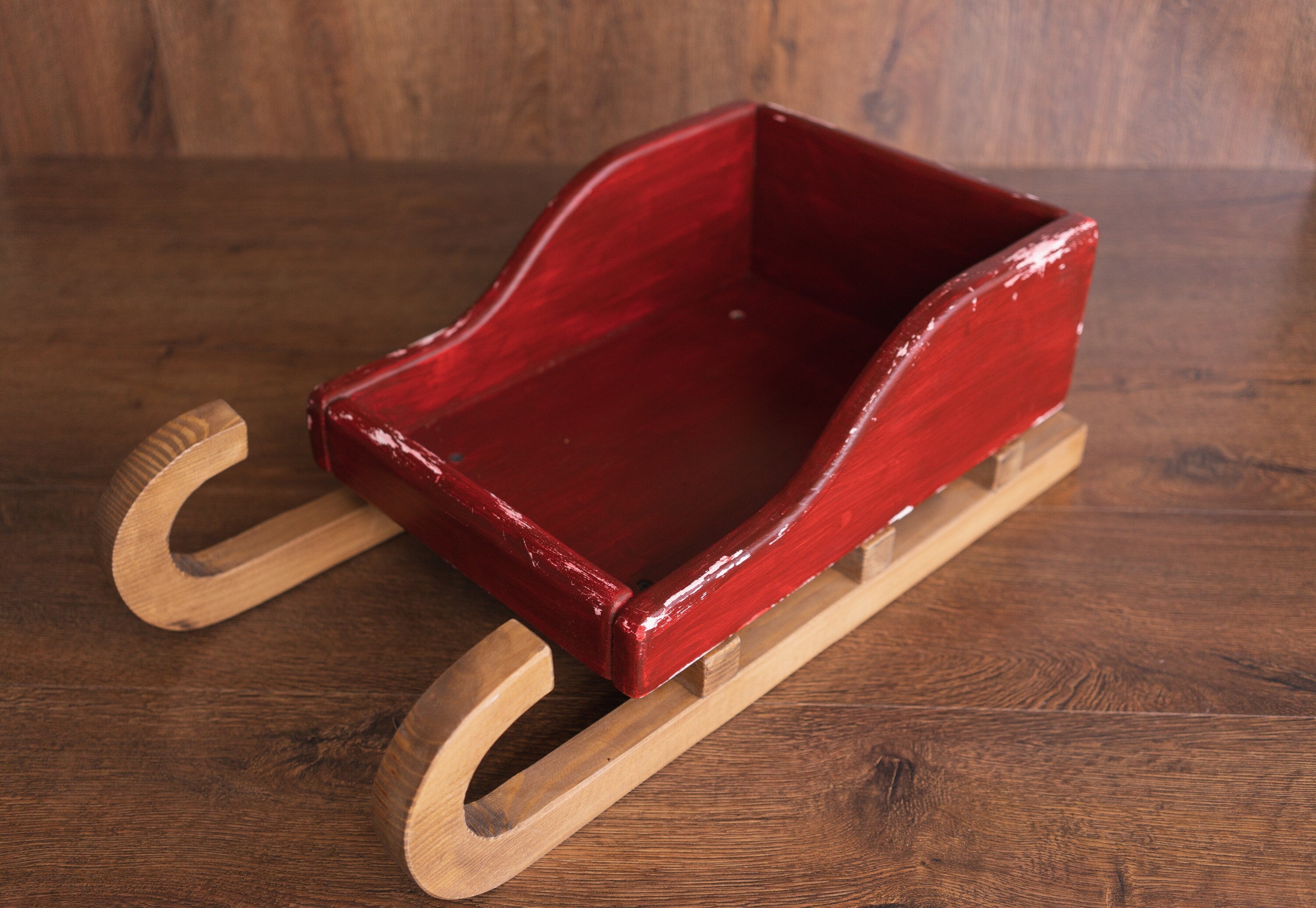 Rustic Wooden Baby Sleigh – Christmas Photo Prop for Newborn Photography, Christmas Newborn Wooden Sled, Christmas Newborn Photo Props