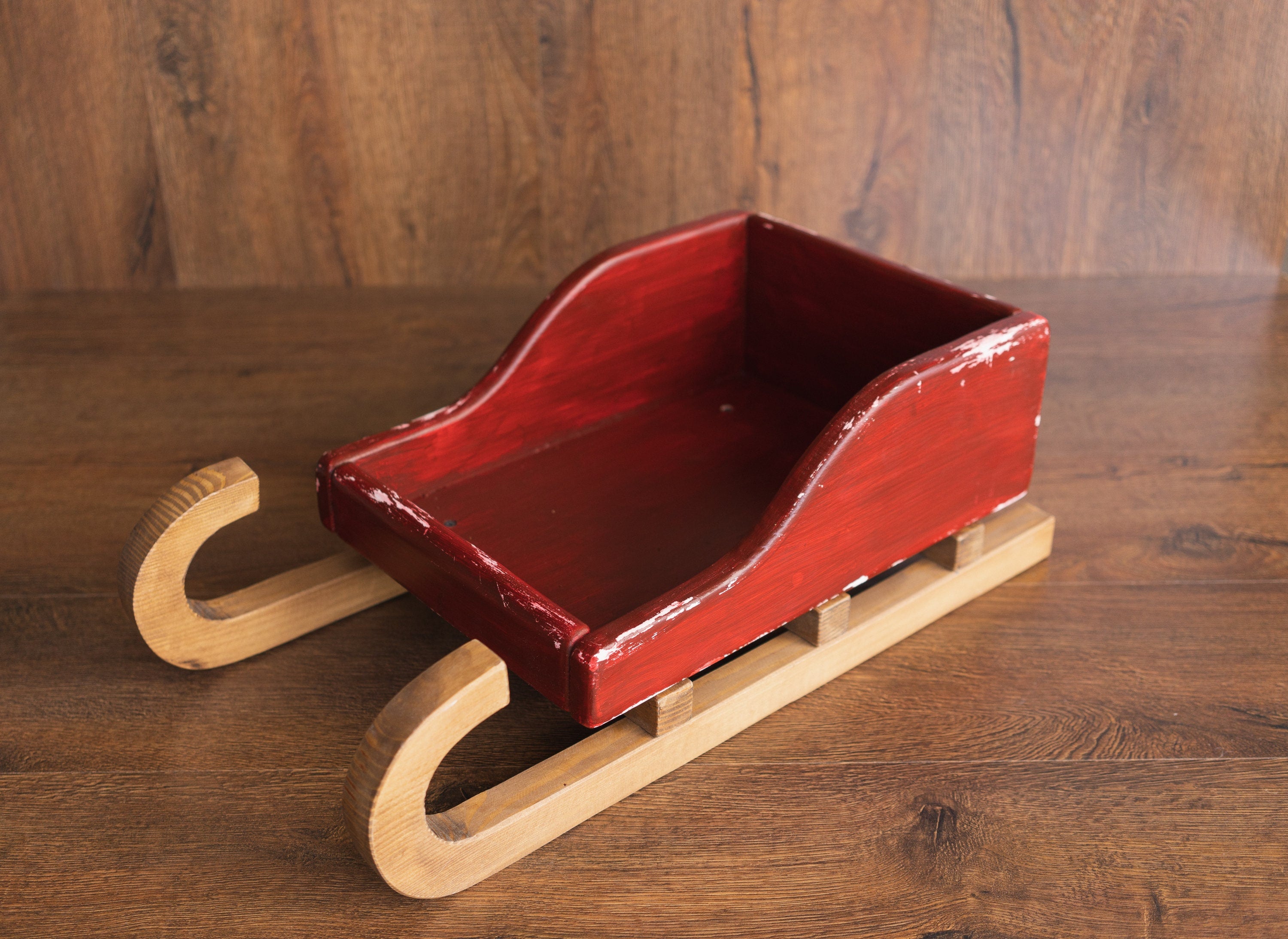 Rustic Wooden Baby Sleigh – Christmas Photo Prop for Newborn Photography, Christmas Newborn Wooden Sled, Christmas Newborn Photo Props