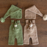 Newborn Knitted Outfits with Matched Small Doll, Newborn Overalls Photography, Newborn Photography Props, Newborn Boy Coming Home Outfit