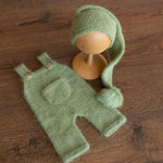 Newborn Knitted Outfits with Matched Small Doll, Newborn Overalls Photography, Newborn Photography Props, Newborn Boy Coming Home Outfit