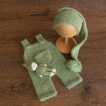 Newborn Knitted Outfits with Matched Small Doll, Newborn Overalls Photography, Newborn Photography Props, Newborn Boy Coming Home Outfit