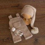 Newborn Knitted Outfits with Matched Small Doll, Newborn Overalls Photography, Newborn Photography Props, Newborn Boy Coming Home Outfit