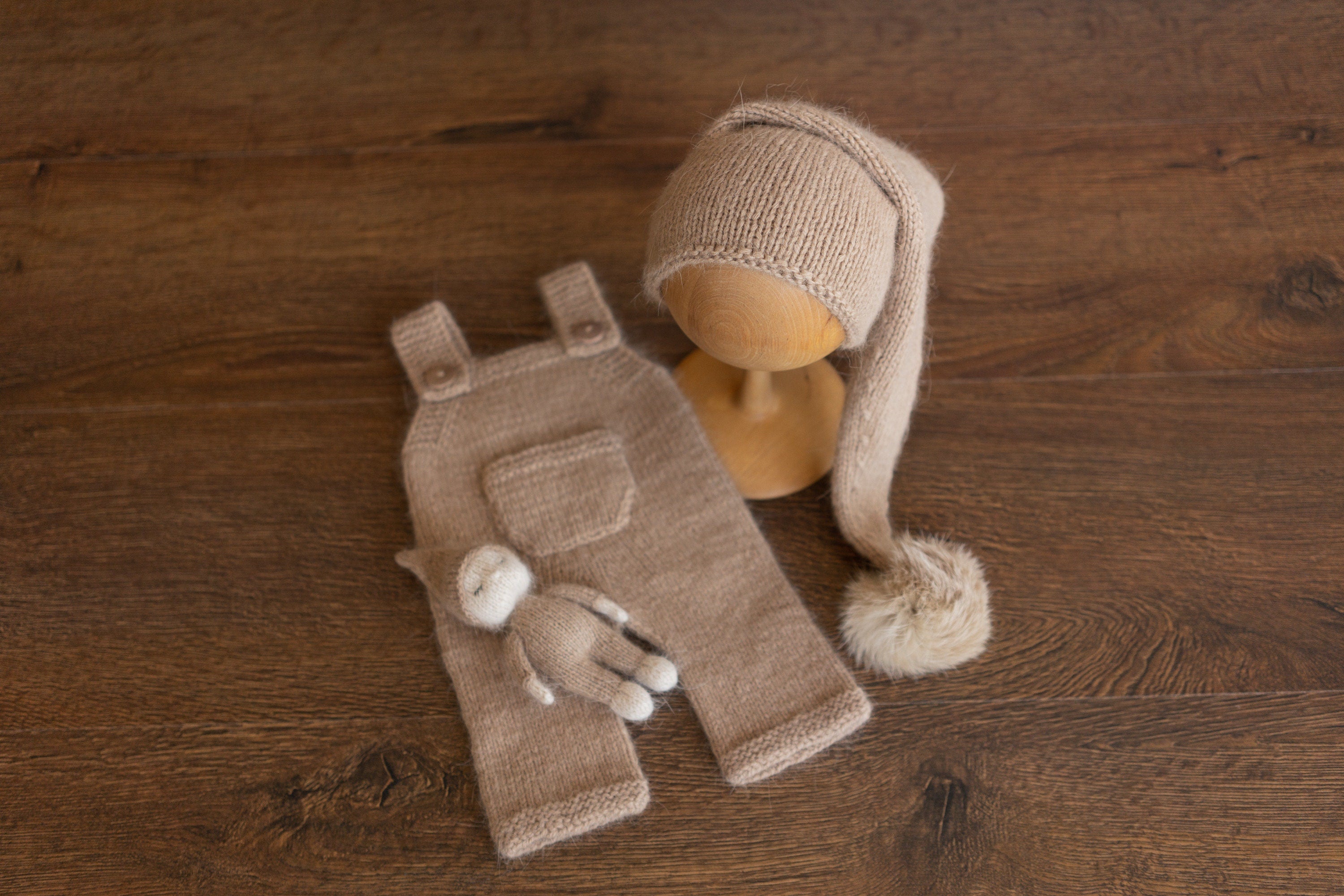 Newborn Knitted Outfits with Matched Small Doll, Newborn Overalls Photography, Newborn Photography Props, Newborn Boy Coming Home Outfit