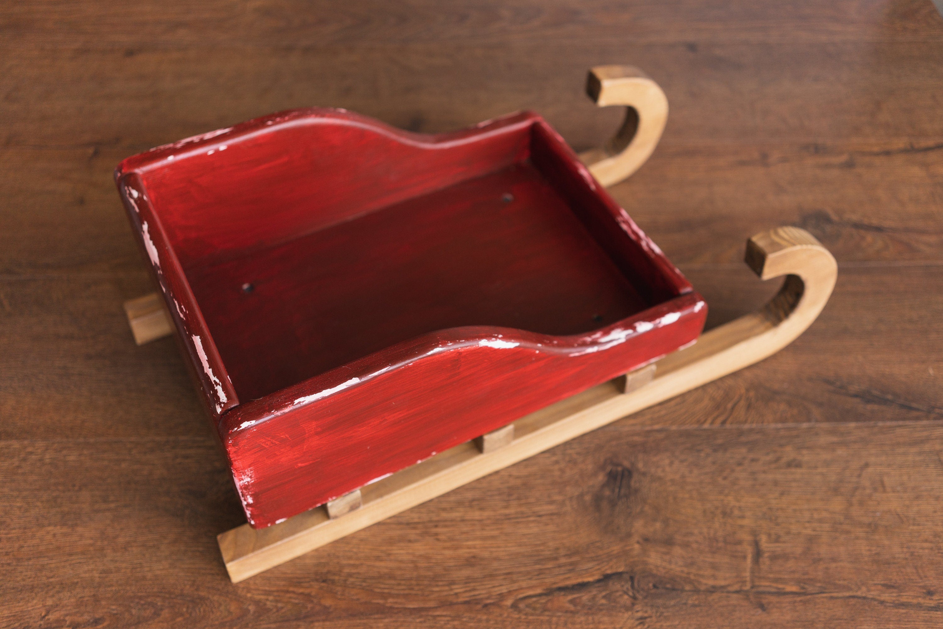 Rustic Wooden Baby Sleigh – Christmas Photo Prop for Newborn Photography, Christmas Newborn Wooden Sled, Christmas Newborn Photo Props