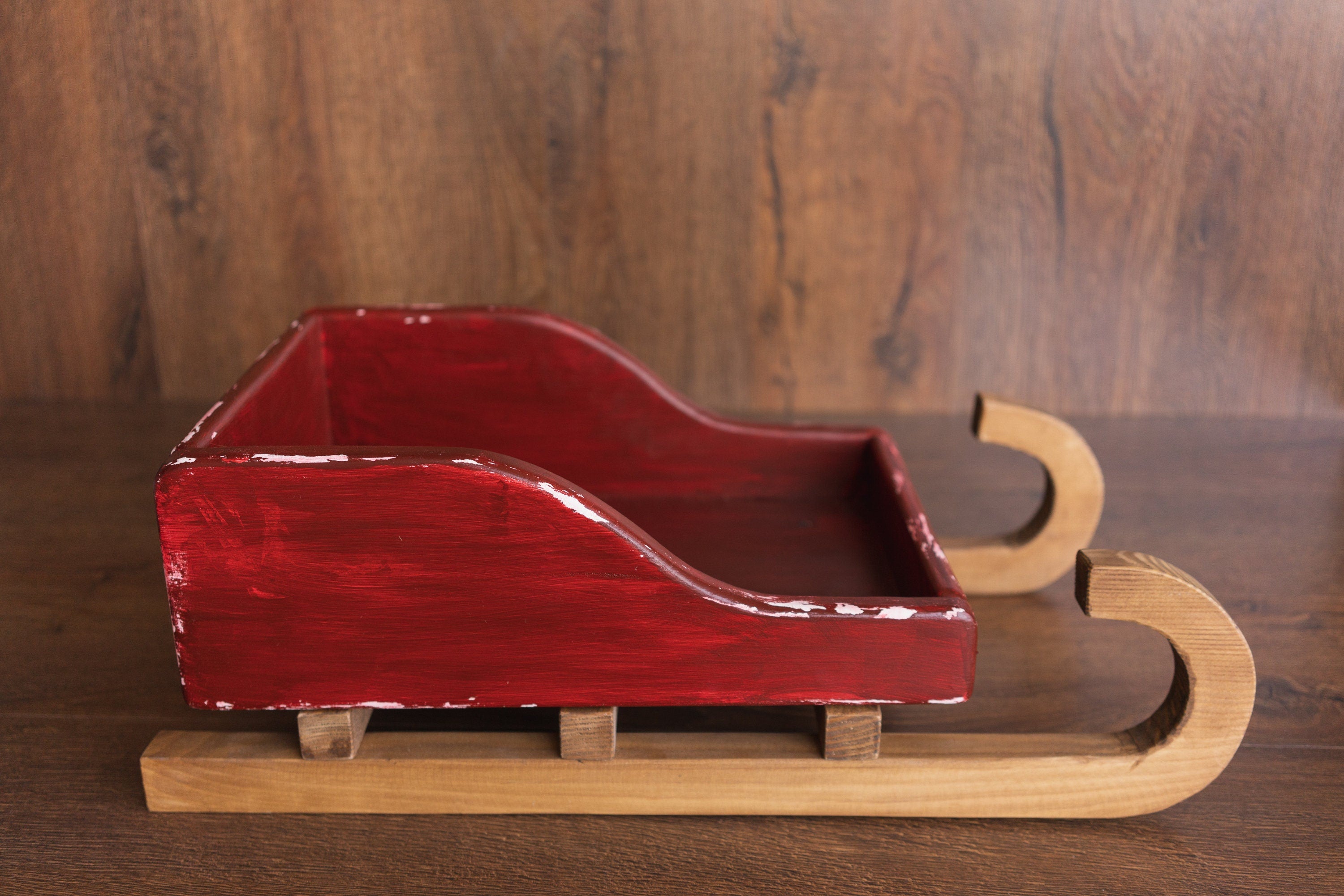 Rustic Wooden Baby Sleigh – Christmas Photo Prop for Newborn Photography, Christmas Newborn Wooden Sled, Christmas Newborn Photo Props