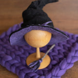 Newborn Witch Hat Felted Photo Prop, Newborn Wizard Outfit, Newborn Halloween Costume, Newborn Witch Outfit Girl, Newborn Photography Prop