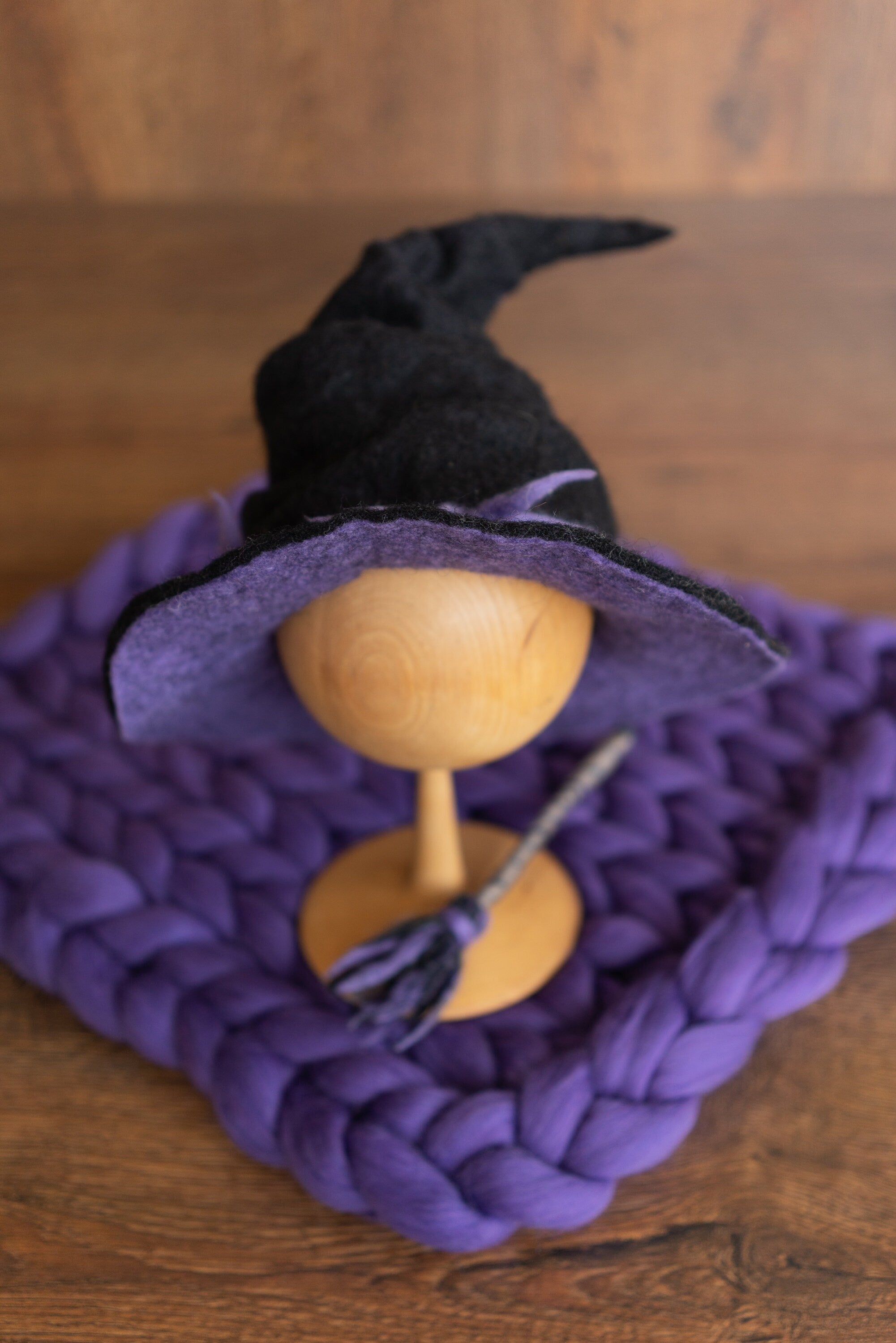 Newborn Witch Hat Felted Photo Prop, Newborn Wizard Outfit, Newborn Halloween Costume, Newborn Witch Outfit Girl, Newborn Photography Prop