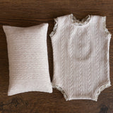 Newborn Girl Outfit with Photo Pillow, Newborn Girl Coming Home Outfit, Newborn Photography props, Newborn Posing pillow,Newborn Girl Romper