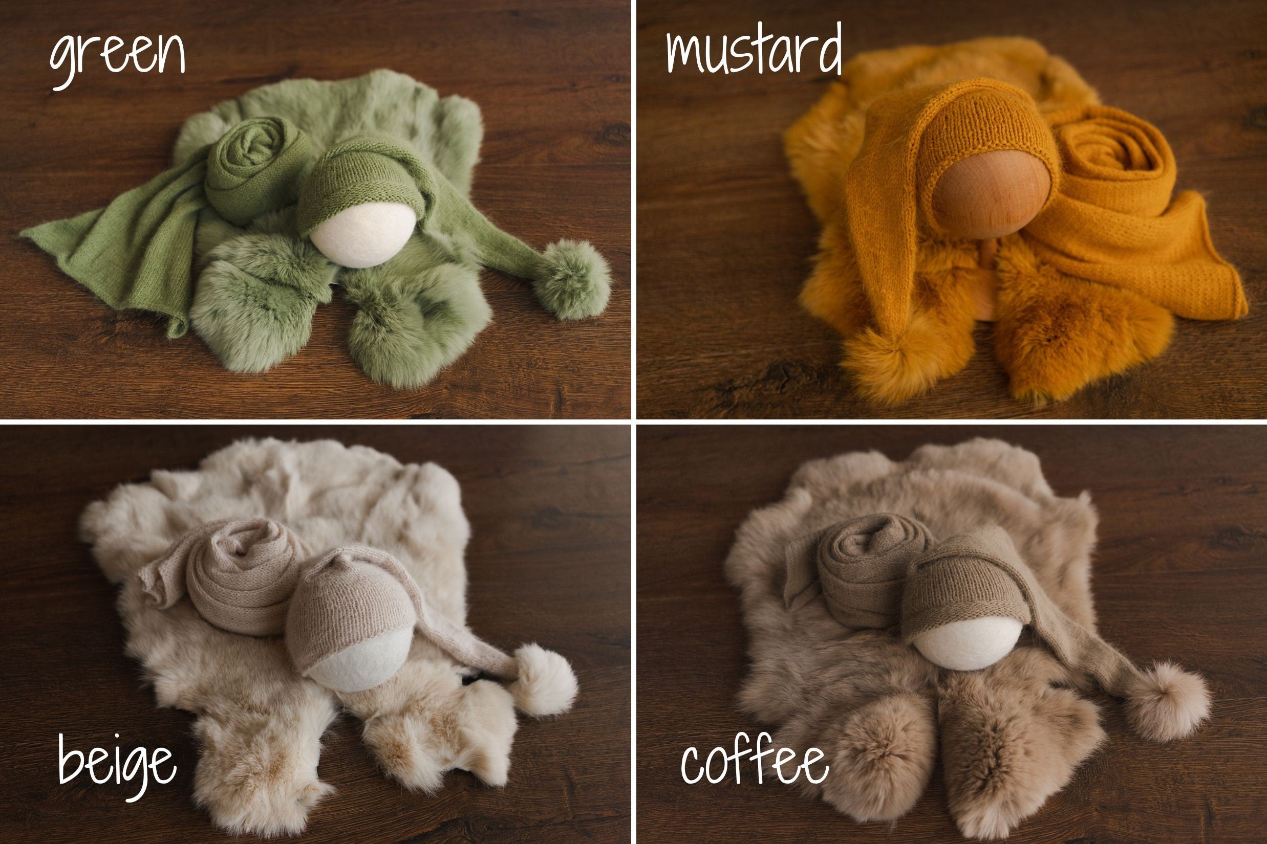 Newborn Knitted Wrap and Sleep Hat Set, Newborn Knit Sleep Hat with Pom Pom, Newborn Photography props, Newborn Wool Outfit, Newborn Fur Rug