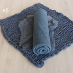 Blue Newborn Photography Props, Newborn Knitted Bonnet and Wool Blanket, Newborn Posing Pillow, Newborn Fabric Backdrop for Beanbag Pillow