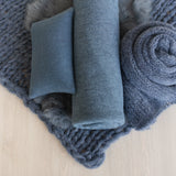 Blue Newborn Photography Props, Newborn Knitted Bonnet and Wool Blanket, Newborn Posing Pillow, Newborn Fabric Backdrop for Beanbag Pillow