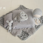 Gray Newborn Props for photography, Newborn Knit Blanket, Newborn Knitted Wrap, Newborn Posing Fabric Backdrop, Newborn Boy Photo Props Set,