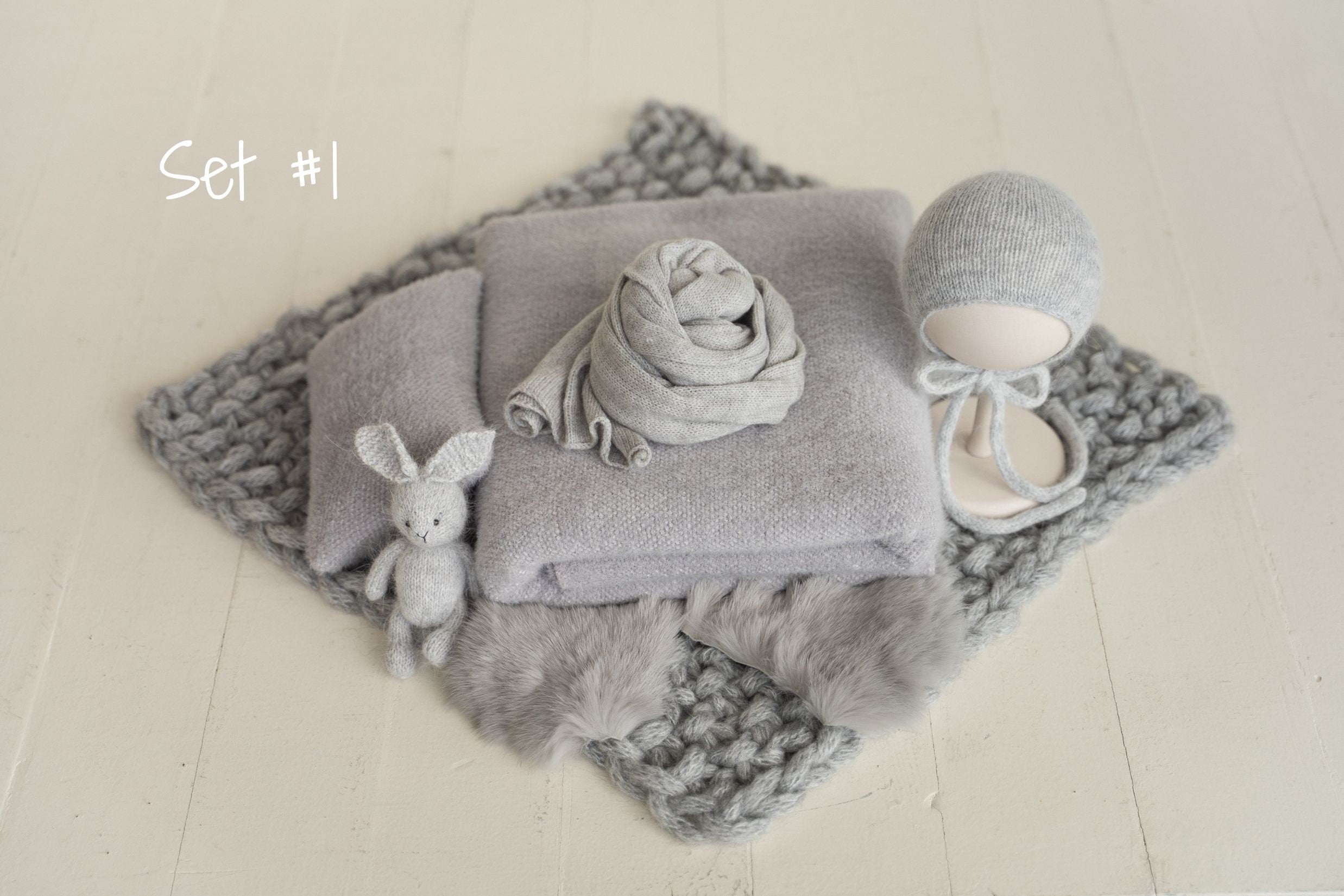Gray Newborn Props for photography, Newborn Knit Blanket, Newborn Knitted Wrap, Newborn Posing Fabric Backdrop, Newborn Boy Photo Props Set,