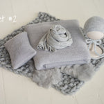 Gray Newborn Props for photography, Newborn Knit Blanket, Newborn Knitted Wrap, Newborn Posing Fabric Backdrop, Newborn Boy Photo Props Set,