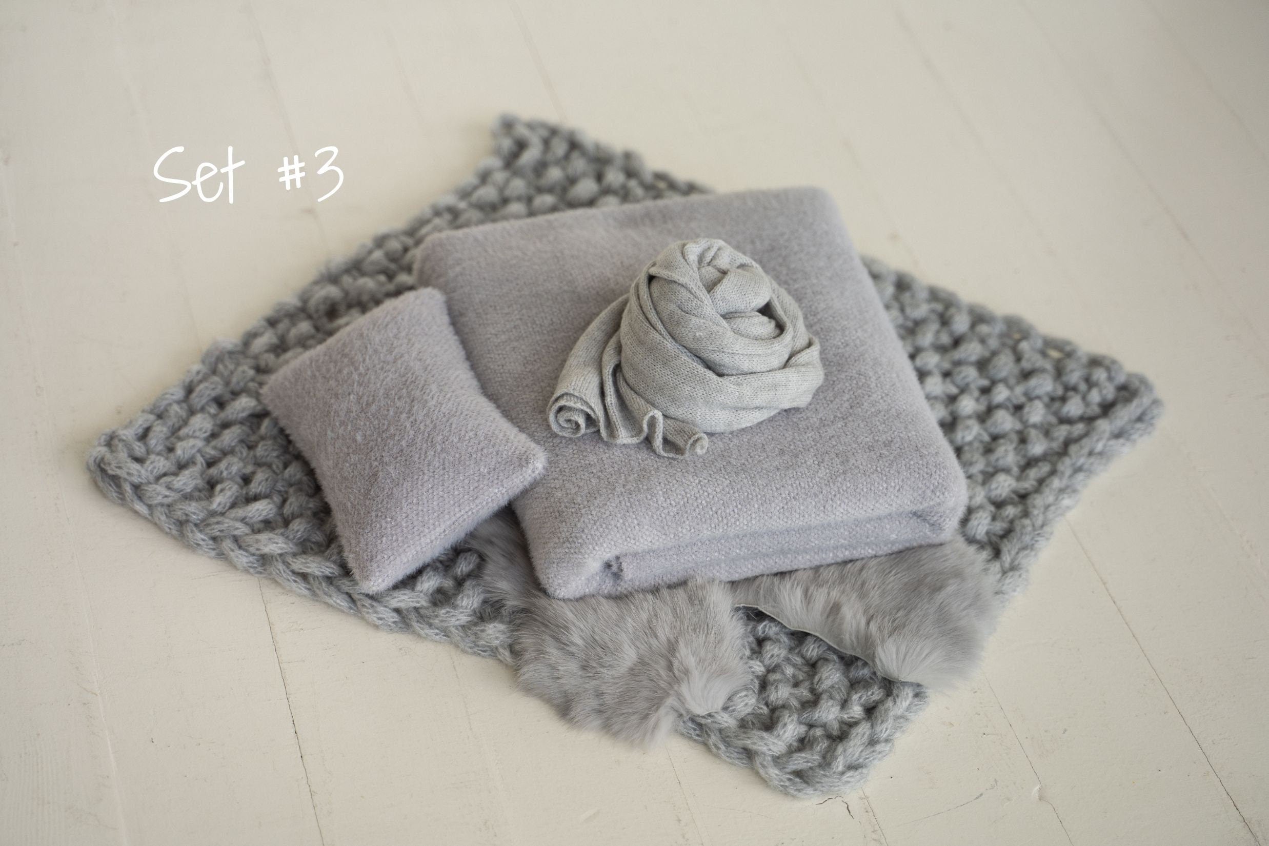 Gray Newborn Props for photography, Newborn Knit Blanket, Newborn Knitted Wrap, Newborn Posing Fabric Backdrop, Newborn Boy Photo Props Set,