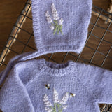 Baby Girl Knit Bonnet Embroidered, Newborn coming home outfit for Girl, Baby Pixie Bonnet Girl, Newborn Knitted Bonnet, Folks-Baby Hat Knit