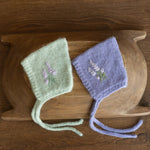 Baby Girl Knit Bonnet Embroidered, Newborn coming home outfit for Girl, Baby Pixie Bonnet Girl, Newborn Knitted Bonnet, Folks-Baby Hat Knit