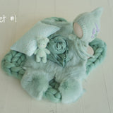 Mint Green Newborn Photography Props, Newborn Merino Wool Blanket, Newborn Posing Wrap, Newborn Posing Pillow, Newborn Bonnet Hat Kntted