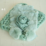Mint Green Newborn Photography Props, Newborn Merino Wool Blanket, Newborn Posing Wrap, Newborn Posing Pillow, Newborn Bonnet Hat Kntted
