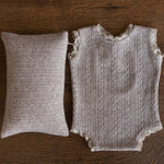 Newborn Girl Outfit with Photo Pillow, Newborn Girl Coming Home Outfit, Newborn Photography props, Newborn Posing pillow,Newborn Girl Romper