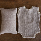 Newborn Girl Outfit with Photo Pillow, Newborn Girl Coming Home Outfit, Newborn Photography props, Newborn Posing pillow,Newborn Girl Romper