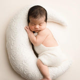 Removable Newborn Moon Pillow with Beanbag Backdrop, Newborn Posing Pillow, Newborn Posing Fabric Backdrop, Newborn Props for Photography