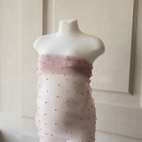 Maternity Lace Pearl Beads Fabric, Tulle Pearl Maternity Gown, Maternity Photography props, Maternity Tossing Fabric, Pregnancy Photo Prop