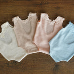 Handmade angora newborn girl romper with matching posing pillow