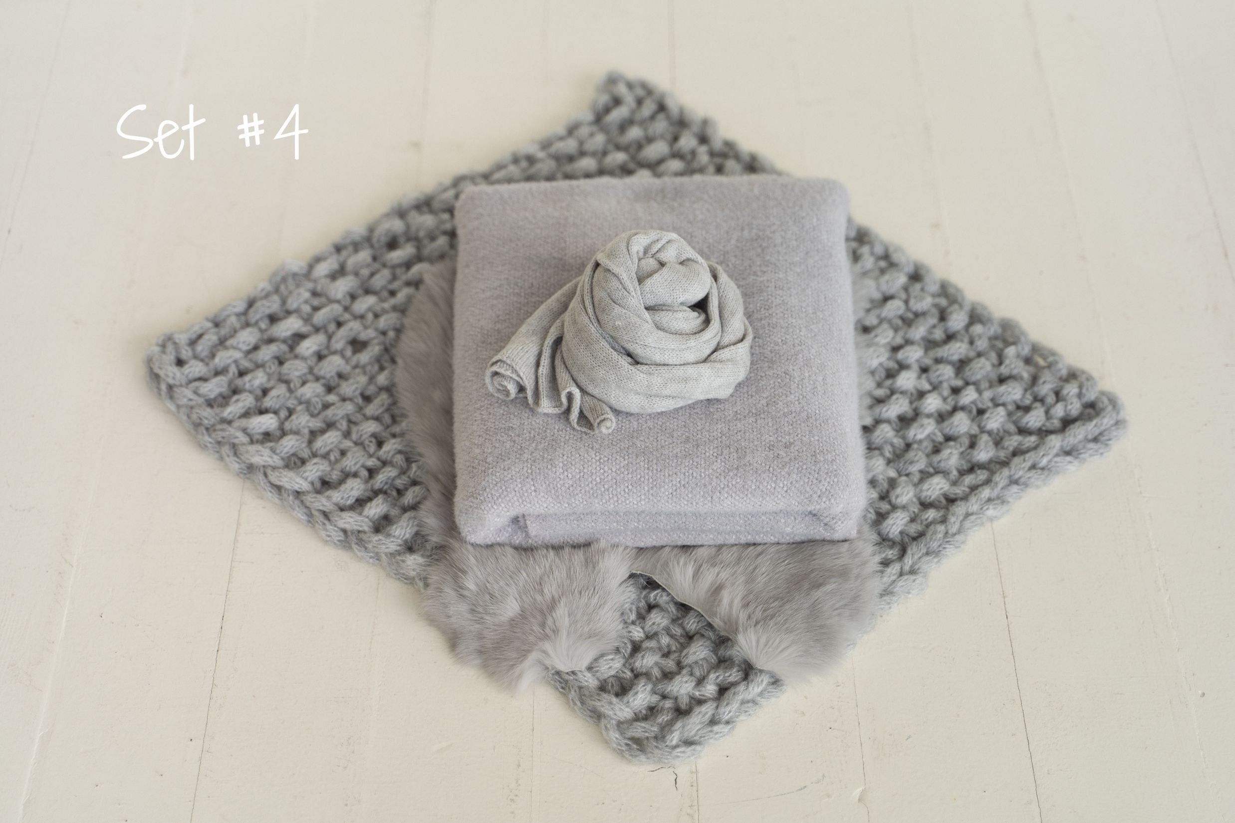 Gray Newborn Props for photography, Newborn Knit Blanket, Newborn Knitted Wrap, Newborn Posing Fabric Backdrop, Newborn Boy Photo Props Set,