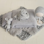 Gray Newborn Props for photography, Newborn Knit Blanket, Newborn Knitted Wrap, Newborn Posing Fabric Backdrop, Newborn Boy Photo Props Set,