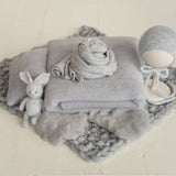 Gray Newborn Props for photography, Newborn Knit Blanket, Newborn Knitted Wrap, Newborn Posing Fabric Backdrop, Newborn Boy Photo Props Set,