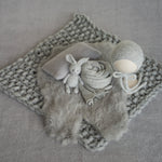 Gray Newborn Props for photography, Newborn Knit Blanket, Newborn Knitted Wrap, Newborn Posing Fabric Backdrop, Newborn Boy Photo Props Set,