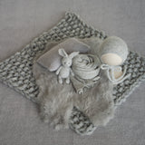 Gray Newborn Props for photography, Newborn Knit Blanket, Newborn Knitted Wrap, Newborn Posing Fabric Backdrop, Newborn Boy Photo Props Set,