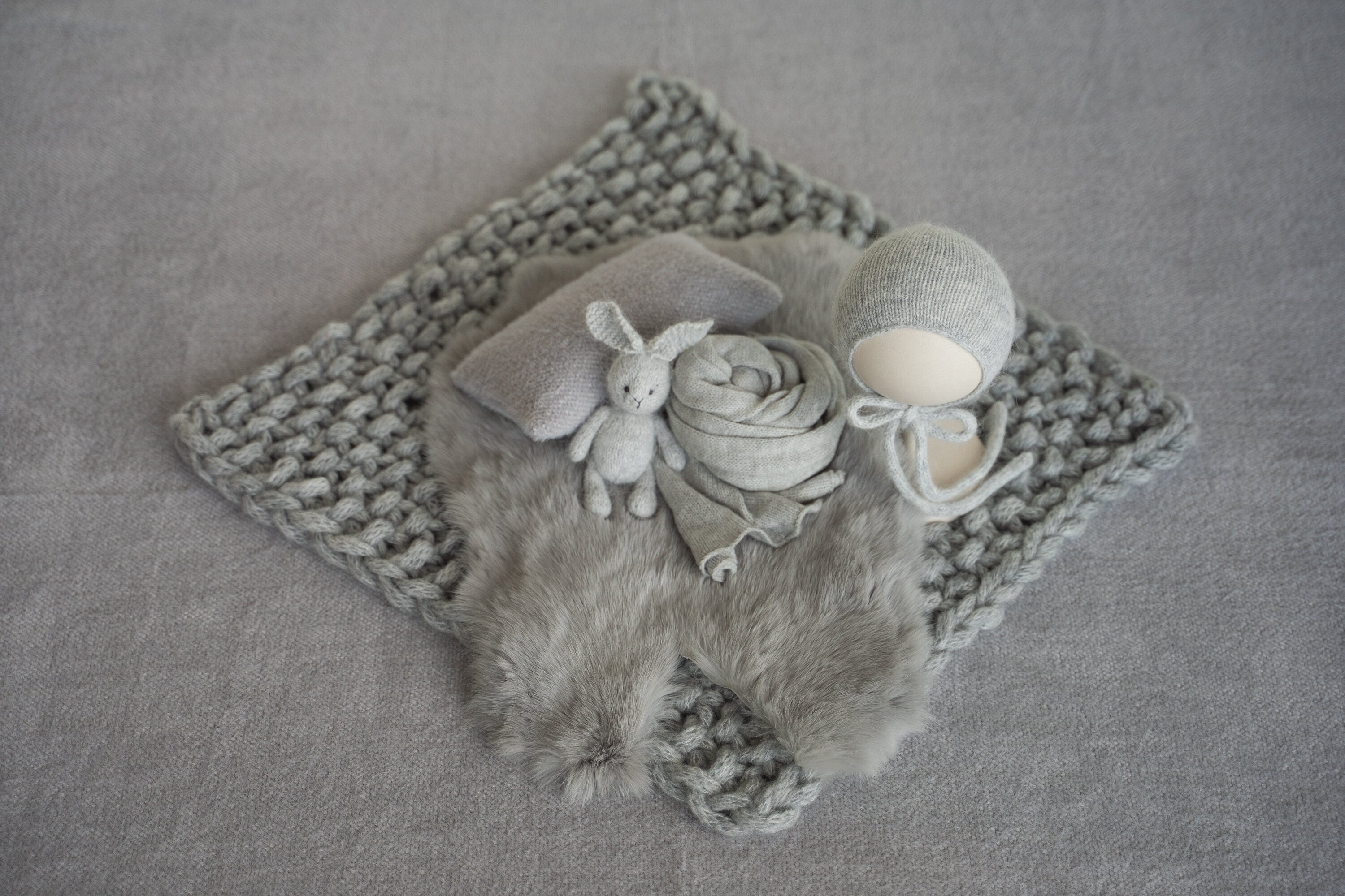 Gray Newborn Props for photography, Newborn Knit Blanket, Newborn Knitted Wrap, Newborn Posing Fabric Backdrop, Newborn Boy Photo Props Set,