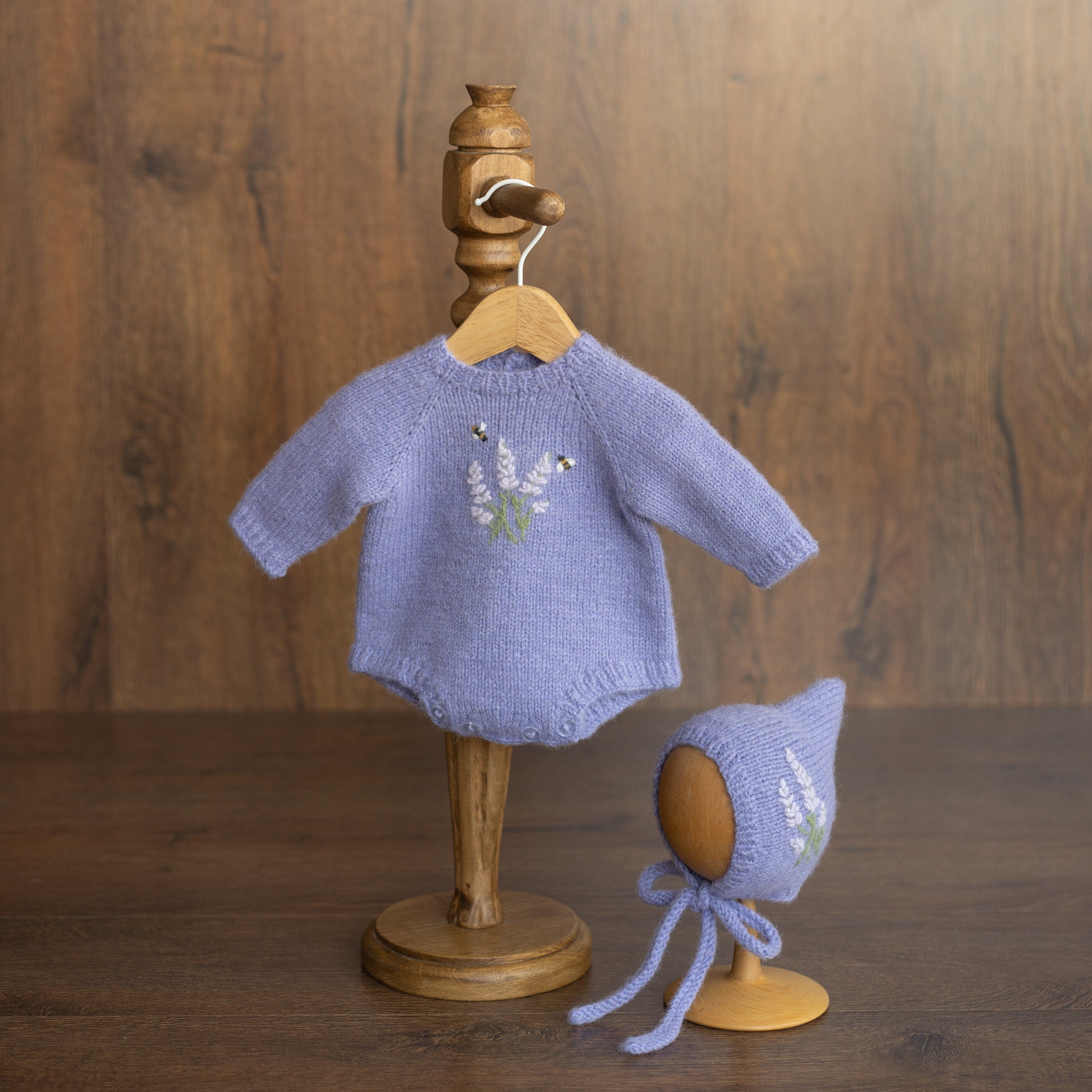 Baby Girl Knit Embroidered Flower Romper, Newborn coming home outfit for Girl, Hand Embroidered Knit Romper, Newborn Knitted Outfit